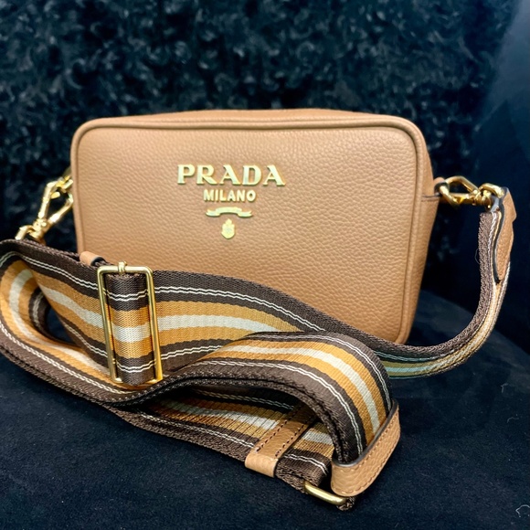 Prada Crossbody leather Bandoliera Camera Bag with Guitar Strap Caramel color - Picture 2 of 11